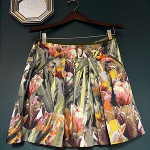 Ted Baker London lined floral print pleated mini skirt size 2